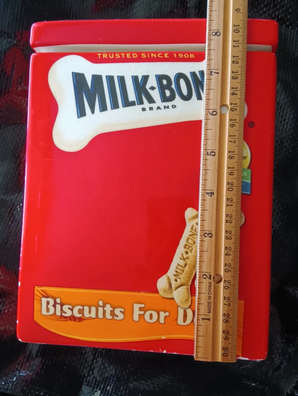 milk bone red ceramic
